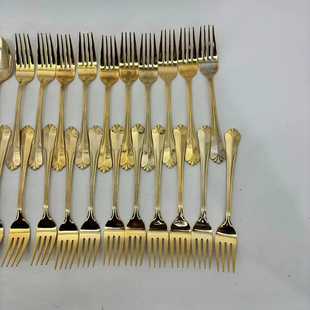 Hampton Silversmith Stainless Steel Gold Tone Flatware Spoon Fork